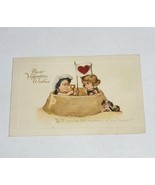 vintage Valentine&#39;s Day Post Card Sailor Boy &amp; Girl In Sand with puppy &amp;... - $247.28 MXN