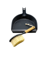 Natural Bamboo Brush and Gray Dustpan with Rubber Lip Set Household Clea... - $181.36 MXN