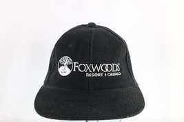 Vintage 90s Foxwoods Resort &amp; Casino Spell Out Stretch Fit Fitted Hat Black OSFA - £18.56 GBP