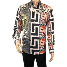 Mens Stacy Adams Medallion Lion Print Sports Shirt Stage Singer 4951 Gray Multi image 2