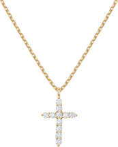 PAVOI 14K Gold Plated Cross Necklace for Women | Cross Pendant | Gold Necklaces - £14.16 GBP