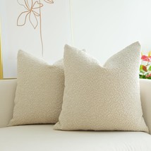 Jojusis Pack Of 2 Textured Boucle Throw Pillow Covers Accent Solid Pillowcovers - £34.67 GBP