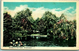 Scene In the Park Riverhead Long Island New York NY UNP 1920s WB Postcard Unused - $5.89