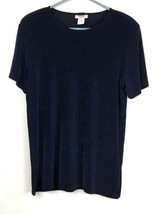 Vejaiz Designs EUC Women&#39;s Shirt size S, Dark Blue short sleeve Acetate/... - £10.84 GBP