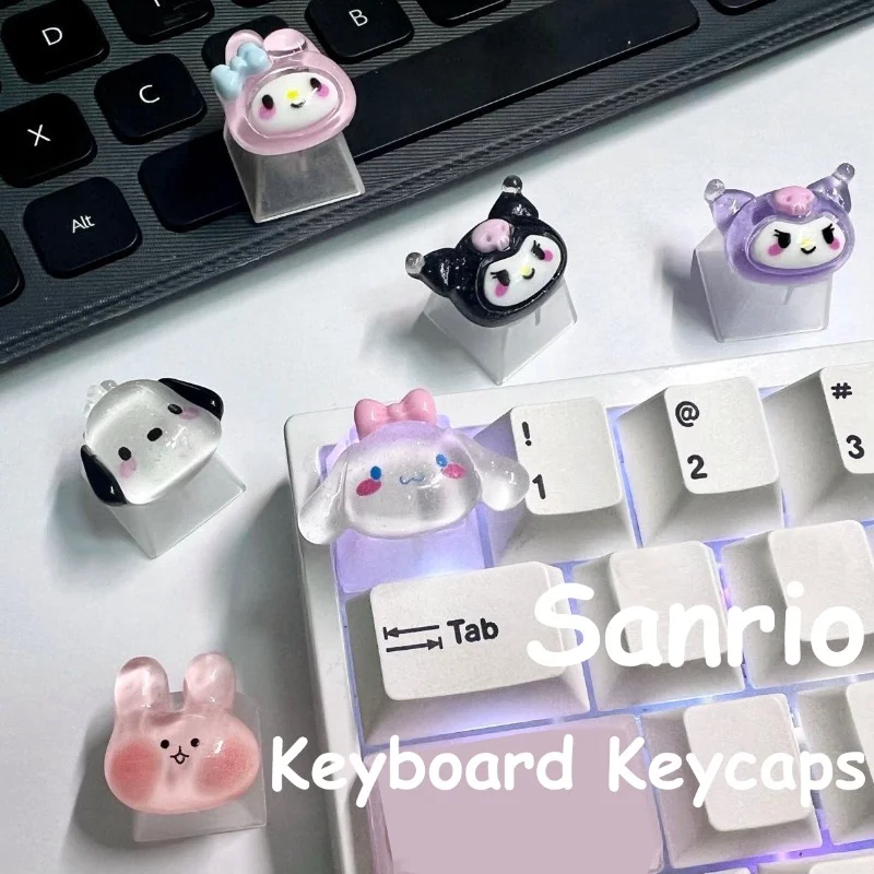 Sanrio Kawaii Kuromi My Melody Keycaps Cute Cartoon Style Original Crystal Key - £10.28 GBP+