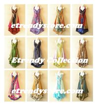 Wholesale Premium Lot - 5pcs Vintage Silk Magic Wrap Skirt Halter Dress ... - $110.00