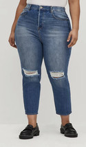 New Torrid Premium The Mom Jeans Blue Denim 12R Distressed High Rise - £23.74 GBP