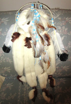 27&quot; Native American Man Dream Catcher Handmade Feathers, Beads - $123.20