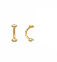 ADIRFINE 14K Solid Gold 16 Gauge Curved barbell eyebrow Ring Body Jewelry - £59.27 GBP