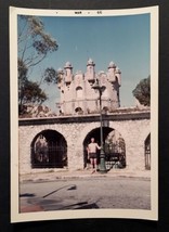 Vtg Photo Snapshot of Shirtless Man Grabbling Lamp Pole at Chateau de L&#39;anglais - £7.88 GBP