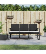 3-Seater Patio Bench with Cushions Black PP Rattan - $4,488.35 MXN