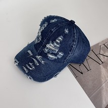 Ripped Denim Visor Hat For Men And Women Couple Washed Baseball Cap For Casual T - £10.48 GBP