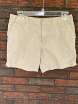 Gap Khaki Shorts Size 4 Cotton/Linen Blend Mid Rise Mom Bottom Zip Walki... - £5.25 GBP