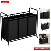 Stylish Laundry Sorter with Rolling Sturdy Wheels - Perfect for Modern H... - $57.37