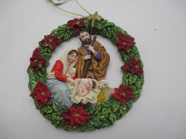 Kurt Adler Resin Nativity and Poinsettia Holiday Christmas Ornament - £5.14 GBP