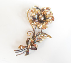 Vintage Regal 1/20 12k Gold Filled Flower Brooch Pin Costume Jewelry - £21.29 GBP