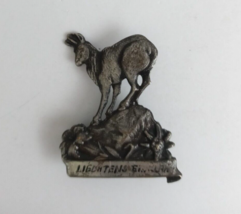 Vintage Goat Or Donkey Standing On Rock With Flowers Silver Lapel Hat Pin - £5.05 GBP
