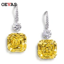 Asscher cut created moissanite citrine gemstone drop dangle women earrings fine jewelry thumb200