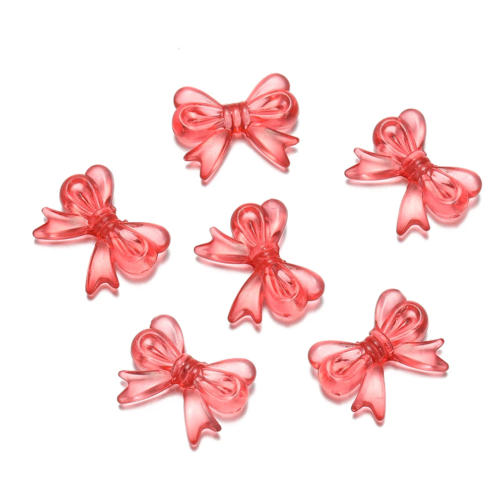 30Pcs/Lot 14x18mm Bowknot Transparent Bow Spacer Beads Earrings -Clear red - $1.72