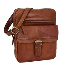 DR287 Real Leather Retro Cross Body Bag Classic Tan - £46.91 GBP
