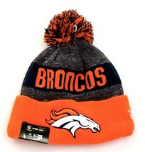 New Era Orange &amp; Gray NFL Denver Broncos Knit Cuff Pom Beanie Men&#39;s One Size NWT - £23.73 GBP