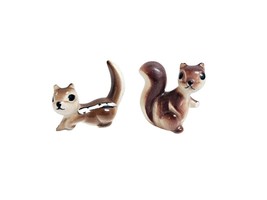 Vintage MCM Fred Kaye Ceramics Squirrel &amp; Chipmunk Miniature Porcelain Figurines - £15.56 GBP