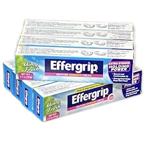 BIG Effergrip Minty Fresh Denture Adhesive Cream 2.5oz Lot Of 8 Tubes New - $117.69