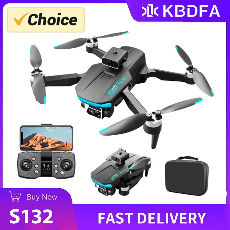 KBDFA S132 Mini Drone GPS 8K Dual Camera HD Obstacle Avoidance Brushless Mot - £84.38 GBP