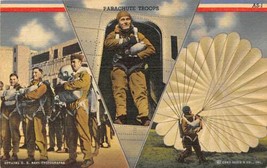 Parachute Troops Training Military WWII linen postcard - £5.12 GBP