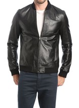 NEW Men&#39;s Real Bomber Lambskin Black Slim fit Leather Jacket 2019 - $143.99