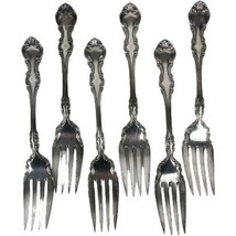 Six Wallace Silversmiths Troy Silverplate 1902 Salad Forks 6.5” Ornate N... - £43.65 GBP