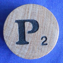 WordSearch Letter P Tile Replacement Wooden Round Game Piece Part 1988 Pressman - $1.22