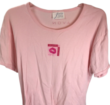 Vintage Avon Top Tee Kiss Goodbye To Breast Cancer 2001 Pink t-shirt XL lips Y2K - £11.84 GBP