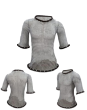 Medieval Aluminum Butted Half Sleeve Haubergeon Chainmail Shirt Roleplay... - $93.71