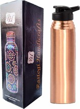 Rastogi Handicrafts Pure Copper Bottle 950 Ml Joint Less Leak Proof with Plastic - £27.44 GBP