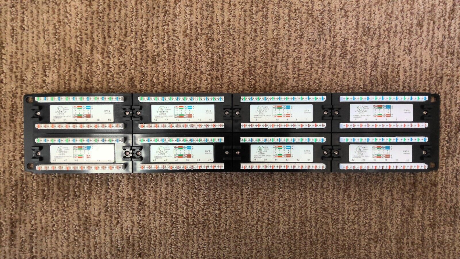 Lot of 4 - 2U Networking Rackmount 48 port Cat6 Patch Panel 110 Type 69B... - $48.02