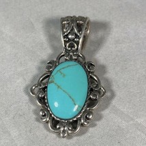 Taxco Mexico 925 Sterling Silver &amp; Turquoise Pendant Beautiful Design 2”... - £27.65 GBP