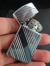 vintage Zippo Lighter RARE 1986 slim slant diagonal pin stripes NEVER EN... - £23.38 GBP