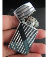 vintage Zippo Lighter RARE 1986 slim slant diagonal pin stripes NEVER EN... - $31.99
