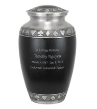 Black and pewter card player urn engraved thumb200