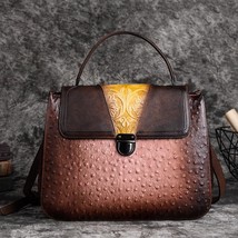 2022 New Leather  Handbags Women Bags Designer Ostrich Pattern Versatile Cowhide - £111.83 GBP