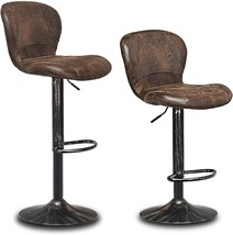 Costway Bar Stools Set Of 2, Swivel Barstools With Backs That Can, Retro... - £132.28 GBP