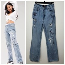 Hollister Ultra High-Rise Floral Embroidered Dad Jeans Size 1R waist 25 - $24.69