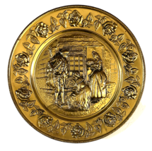 Vintage Brass Decorative Round Wall Plate Made in England, 16 inches in ... - $39.59