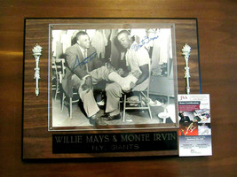 Willie Mays Monte Irvin New York Giants Hof Signed Auto 8 X 10 Photo Plaque Jsa - £316.53 GBP