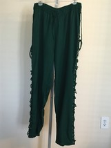The Pirate Dressing Halloween Costume Pants Dark Green Lace Tie Sides Mens Large - £35.29 GBP