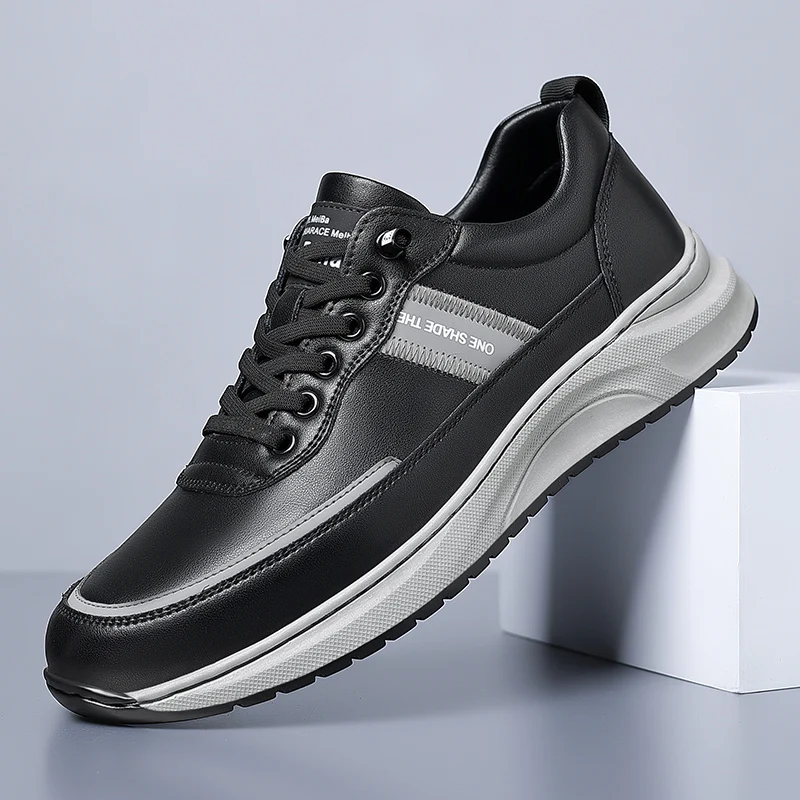 Spring Brand Genuine Leather Shoes Black fashion Designer shoes Men&#39;s Ca... - $88.91