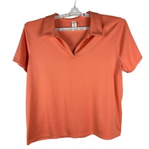 Xersion Womens Coral Ribbed Polo Shirt Size XXL Polyester Spandex Blend - £14.50 GBP