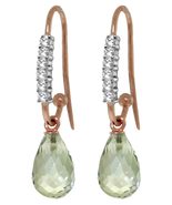 Galaxy Gold GG 14k Rose Gold Fish Hook Earrings with Diamonds and Green ... - $519.74