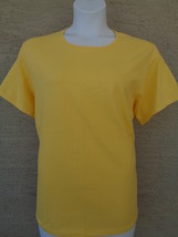 New Hanes Silver For Her 2X S/S Crew Neck Cotton Blend Tee Top 2X Yellow - £8.88 GBP